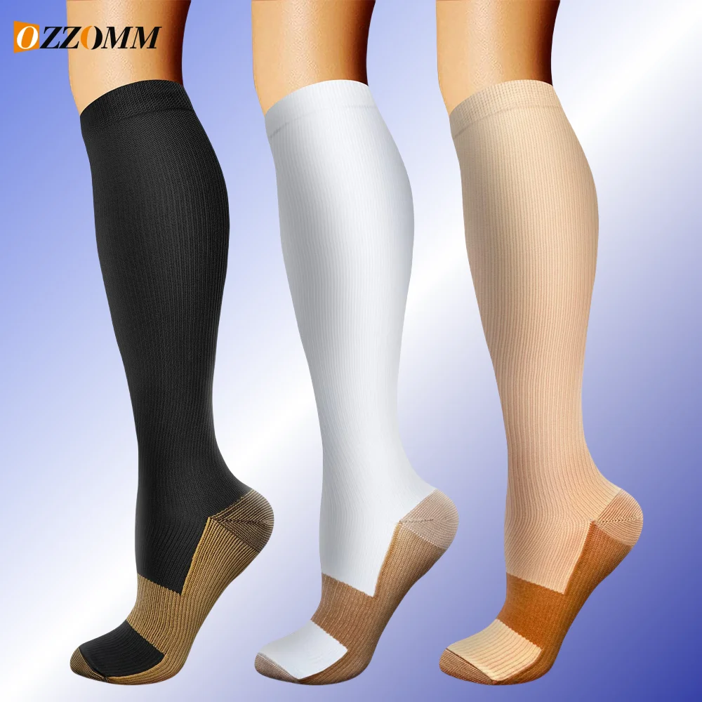 1 paio di calzini a compressione in fibra di rame calzini sportivi da esterno da donna da uomo Happy interessante Nylon vene Varicose diabete Fitness