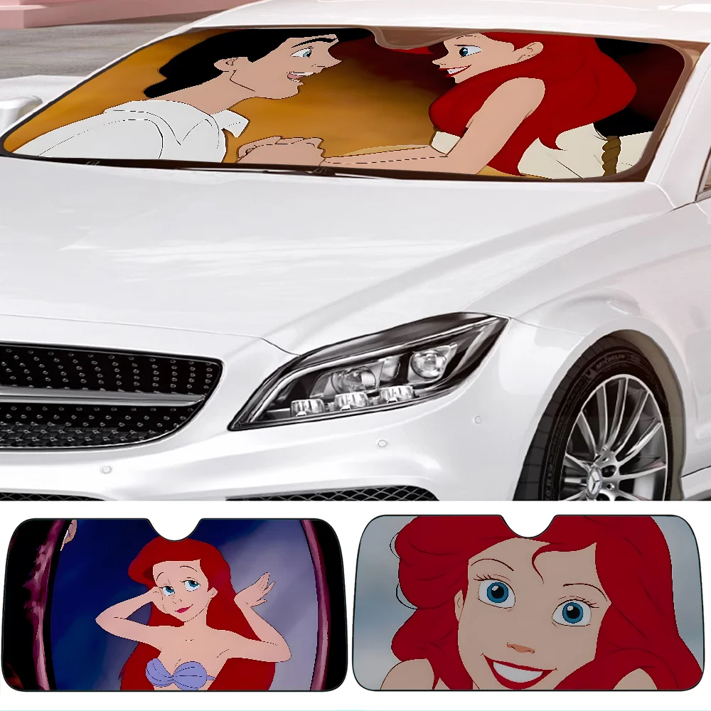 L-Little M-Mermaid Auto-Sonnenschutz, Windschutzscheibe, Frontscheibe, 70 x 130 cm, Sonnenblende, Solar-Schutz, kariert, Geschenk, Neuheit, Auto Image