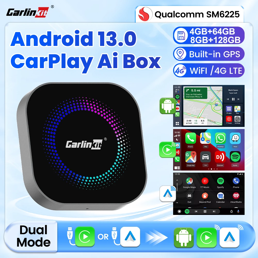 CarlinKit Neuer kabelloser CarPlay Android Auto Adapter Android 13 CarPlay Ai Box unterstützt Netflix Play Store 3-in-1 Smart Mini Box Image