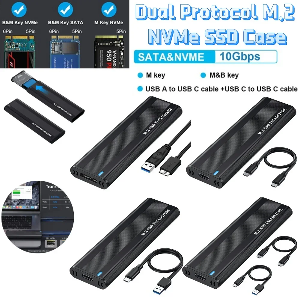 Dual-Protokoll m.2nvme ssd externes Festplatten gehäuse 10 Gbit/s m.2nvme ssd Gehäuse adapter Tool kostenlos für 2230/2242/2260 m. 2ssd Image