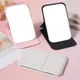 PU Leather Makeup Mirror Portable Handled Mini Simple Handheld Makeup Mirror Foldable Student Compact Cute Pocket Mirror