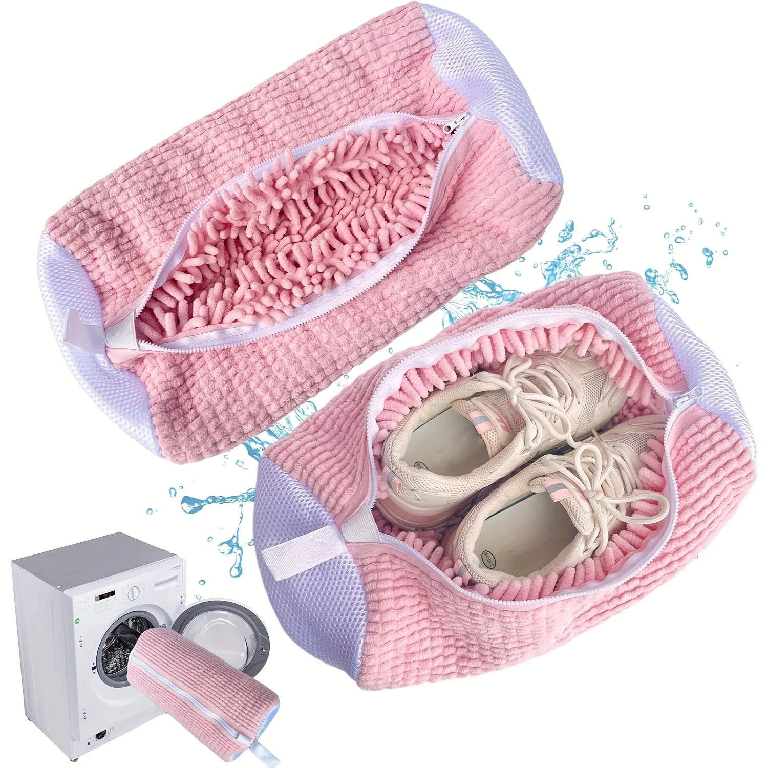 All-Purpose Machine Wash Shoe Bag with 360° Soft Brush Cleaning, Laundry Bags