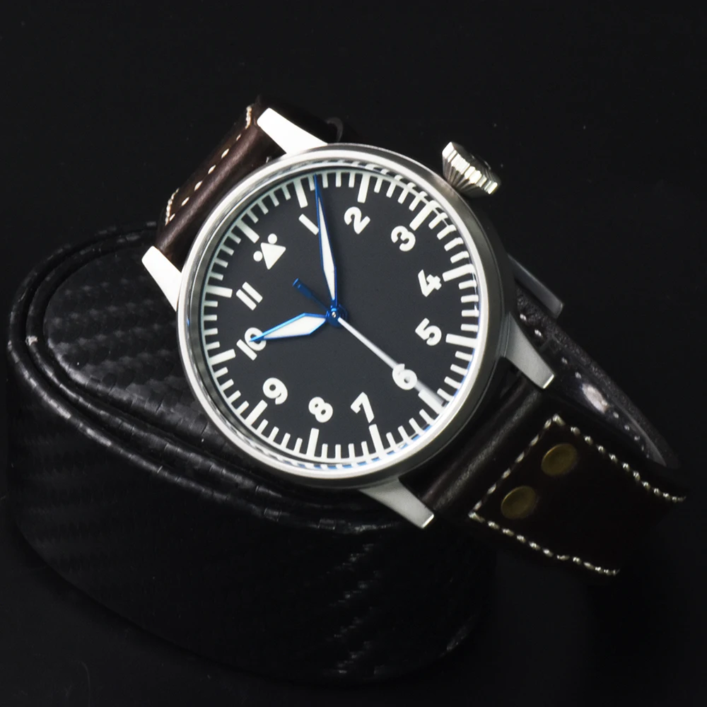 Hruodland benutzerdefinierte massive Bronze Retro Automatik Pilot Herrenuhr Saphirglas10ATM PT5000 mechanische Fliegerarmbanduhr für Herren Image
