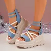 Sommer Weibliche Keile Sandalen Plattform Frauen Peep Toe High Heels Punk Schuhe Sandalia Espadrilles Geflochtene Design Damen Schuhe