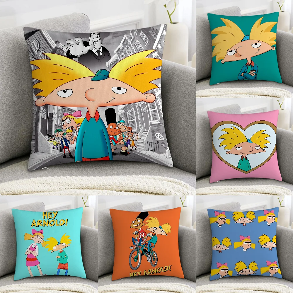 Cartoon Hey A-Arnold Kissenbezug Sofa Dekorativ Zuhause Doppelseitiger Druck Plüsch Quadratisch Dekokissenbezüge Kissen Dekorbezug Image