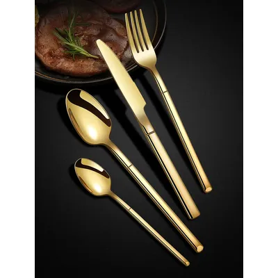 Cutlery set Thickening and widening high-grade 304 stainless steel tableware Knight knife fork spoon tableware set dinnerware
