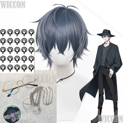 Liu Xiao Xavier Anime Link Klicken Cosplay Prop Kurze Perücke Haar Brille Halskette Tattoo Männer Halloween Party Cos Outfit Angepasst Image
