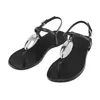 Welken Sommersandalen Damen Nordic Minimalist Leder Flache Zehensandalen Schwarze T-Riemen-Sandalen Bequeme lässige Sandalen Schuhe