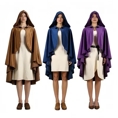 Kurzer Renaissance-Kapuzenumhang für Erwachsene, Unisex, Samt, Bogenschütze, Jägerumhang, viktorianisches Capelet, mittelalterlicher Hobbit, Halloween-Kostüm Image