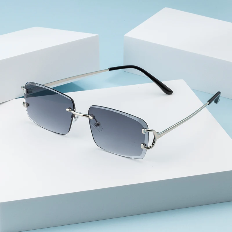 Fashion Square Sonnenbrille Vintage Frauen Männer Rahmenlose Sonnenbrille Randlose Retro Luxus Marke Designer Brillen UV400 Reise Image