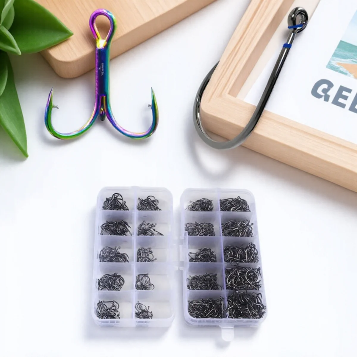 FLYSAND Drillinge Angelhaken Edelstahl Salzwasser Süßwasser Bunter Regenbogenanker Drei Haken Image