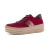 Plateausneaker GABOR, Damen, Gr. 38, rot (bordeaux), Ziegenveloursleder, Kalbsleder, modisch, Schuhe, Schnürschuh, Freizeitschuh, Halbschuh mit Besatz in Metallicoptik