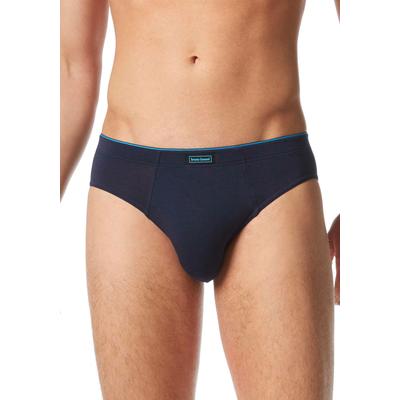 Slip BRUNO BANANI "INFINITY", Herren, Gr. M, blau (dunkelblau), Obermaterial: 47% Baumwolle, 47% Modal, 6% Elasthan, unifarben mit Farbeinsatz, körpernah, Unterhosen, mit Markenprägung am Bund Image
