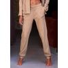 Sweathose FRENCH CONNECTION, Damen, Gr. 48/50, N-Gr, beige (sand), Rippware, Obermaterial: 81% Polyester, 15% Viskose, 4% Elasthan, meliert, casual, bequem lang, Hosen, aus weicher Rippstruktur, Loungewear