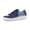 Plateausneaker GABOR, Damen, Gr. 41, blau (dunkelblau), Lackleder, glänzend, casual, Schuhe, Freizeitschuh, Halbschuh, Schnürer mit edlen Schmuck-Motiven