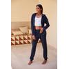 Sweathose FRENCH CONNECTION, Damen, Gr. 44/46, N-Gr, blau (dunkelblau), Rippware, Obermaterial: 81% Polyester, 15% Viskose, 4% Elasthan, meliert, casual, bequem lang, Hosen, aus weicher Rippstruktur, Loungewear