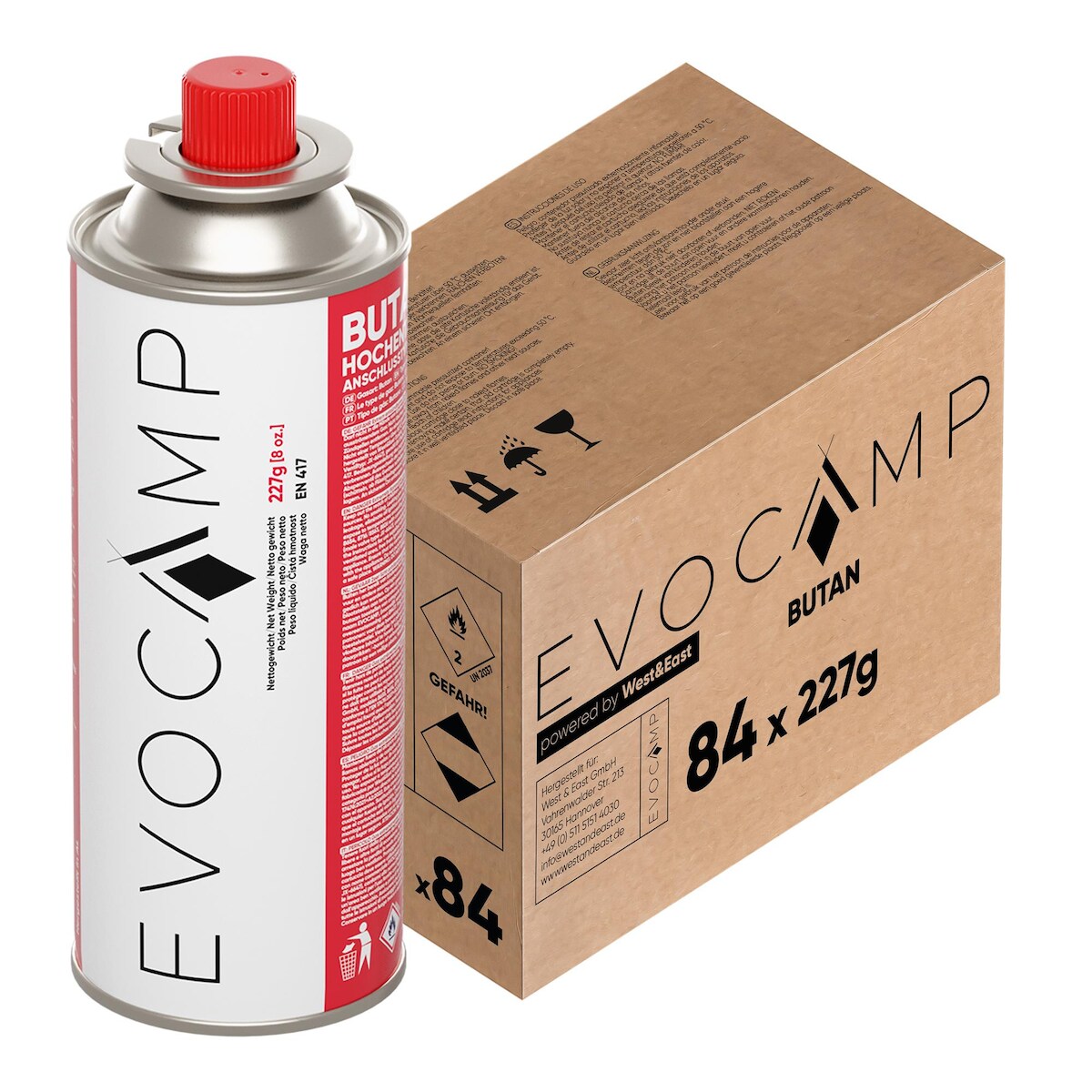 EVOCAMP 84 Stück Gaskartuschen 227g für Gaskocher Butangas- Ideal Trekking, Grillfeste und Picknicks Typ MSF-1a Image