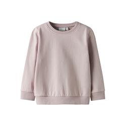 Sweatshirt NAME IT "NMNSELI LS SWE BRU NOOS", Mädchen, Gr. 110, lila (burnished lila), angeraute Sweatware, Obermaterial: 60% Baumwolle, 40% Polyester, unifarben, casual, relaxed fit hüftbedeckend, Rundhals, Langarm Rippbündchen, Sweatshirts