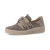 Plateausneaker GABOR, Damen, Gr. 38, grau (taupe), Veloursleder, unifarben, sportlich, Schuhe, Schnürschuh, Halbschuh, Slipper mit aufgesetzter Zierschnürung