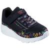 Sneaker SKECHERS "UNO LITE", Kinder, Gr. 29, bunt (schwarz, multi), Lederimitat, kontrastfarbene Details, sportlich, Schuhe, Klettschuh mit bunten Herzen, Größenschablone zum Download