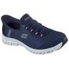 Slip-On Sneaker SKECHERS "GLIDE-STEP-PURSUIT", Damen, Gr. 41, blau (navy), Textil, sportlich, Schuhe, Freizeitschuh mit elastischem Einstieg, Topseller