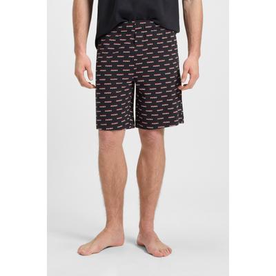 Pyjamashorts HUGO UNDERWEAR "SPLIT LOGO", Herren, Gr. L, N-Gr, schwarz (schwarz 001), Web, Obermaterial: 100% Baumwolle, casual, Hosen, zweifarbige Logo's allover, elasticher Bund Image