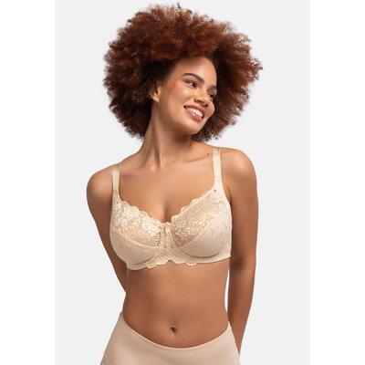 Bügel-BH DORINA "PHILIPPA", Damen, Gr. 95, Cup C, beige, Spitze, Obermaterial: 38% Polyamid, 34% Polyester, 22% Baumwolle, 6% sonstige Fasern, unifarben, feminin, bequem, BHs, Satinschleife, elastische Spitze, glänzende Stretchtträger Image