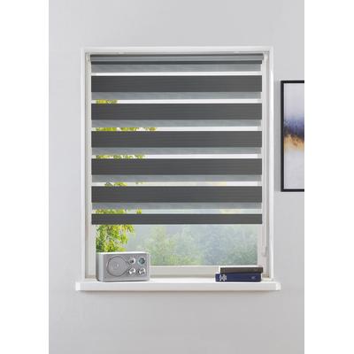 Doppelrollo BRUNO BANANI "KIAN" Gr. 10, grau (dunkelgrau), B:110cm H:150cm, Polyester, Rollos, Klemmfix Doppelrollo- NEUHEIT Image