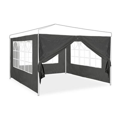 relaxdays 4er-Set Seitenwand für Pavillon grau grau