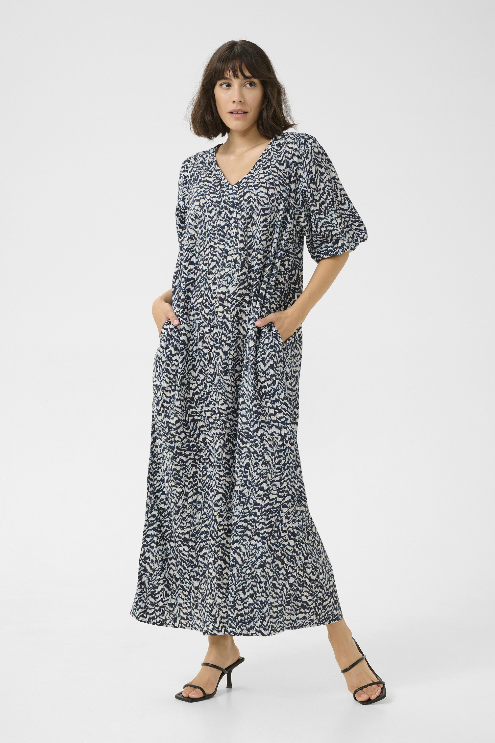 Kleid A-shape blue white EU 34 / UK 6