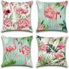 4er Set Outdoor Kissenbezüge Flamingo Rosa Blumenmuster für Terrasse Garten Wohnzimmer Schlafzimmer