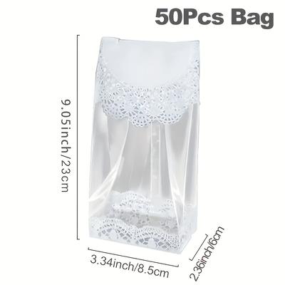 TEMU 50/100pcs Lace Transparent Baking Food Bags - Plastic Cellophane Bags - For Wedding, Bridal Party, Birthday & Party Decor - Candy, Cookie & Gift Packaging - Weddings And Parties, Small Gifts For Image