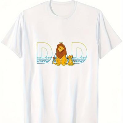 "TEMU The Dad T-shirt - Casual And Comfortable White With "dad" Lettering And , Perfect Gift For Teens And Fans, Short-sleeved Round Neck Shirt, Durable" Image