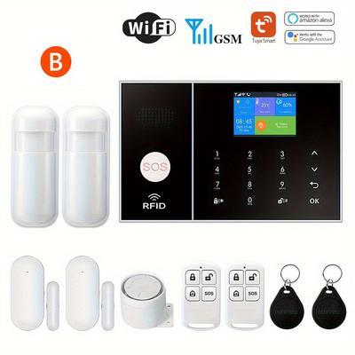 TEMU Pgst Security Touchscreen Alarm System Pg-108 Gsm Wifi Wireless 20-piece Kit With Siren Pir Motion Sensors Remote Control Window And Door Sensors Support Sms Push Compatible With And Google Image