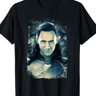 TEMU Thor Loki Distressed Portrait Graphic T-shirt - 100% Cotton, Short Sleeve, Crew Neck, Geometric Pattern, Casual Wear, , Casual Wear Tee | Superhero Themed Shirt | Cotton Fabric Image