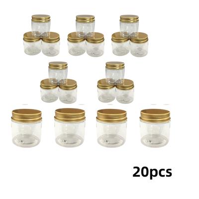 TEMU 20pcs 20oz/60ml Airtight Plastic Jars With Lids - Clear Seal Containers For Homemade Creams, Makeup, Craft Supplies And Travel-friendly Organization, Reusable Jars Image