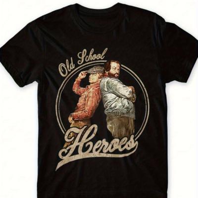 "TEMU Men's Vintage Graphic T-shirt - 100% Cotton Soft Breathable With Retro "old School " Print, Regular Fit Casual Shirt For Casual Attire & Layered Looks" Image