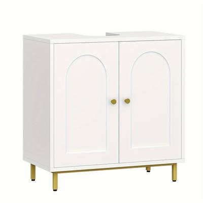 TEMU Under Sink Device, Bathroom Storage Device, Sink 2 Doors, Adjustable Shelf, Freestanding, Suitable For Bathroom, Kitchen, White Image
