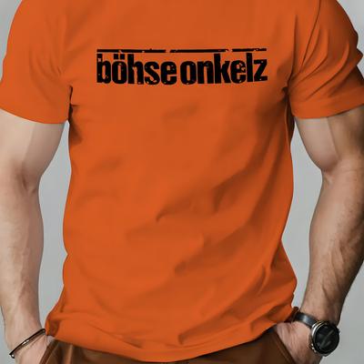 "TEMU Men's Casual Crew Neck T-shirt With " Onkelz" Graphic Print, Regular Fit, Short Sleeve, Summer Tee For Adults, Everyday Tshirt | Lettering Tee | , T Shirts" Image