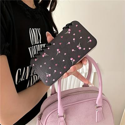 TEMU A Creatively Flip Notebook And Phone Case With A Gentle Floral Pattern, Compatible With /15/14 Plus/13/12/11 Protective Cases. Image
