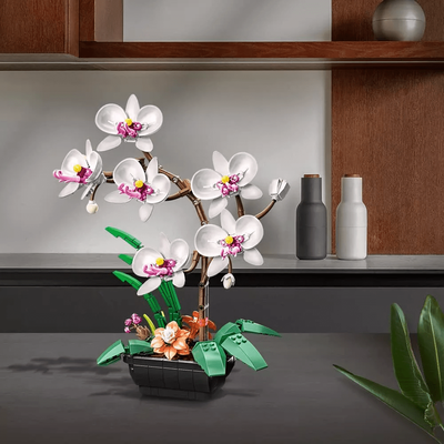 TEMU Simulated Flowers, Home Decoration, Simulated Plants, Simulated Flowers, Floral Arrangements Orchid Building Block Set Ideal Gift Decoration For Bedroom Living Room Office Study Room Image