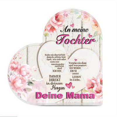 "TEMU 1pc Putuo Decor Heart-shaped Acrylic Sign With - "" My Daughter, "" Message For Daughters - & Room Desk Decoration, Thoughtful Gift, Girly Room Decor"