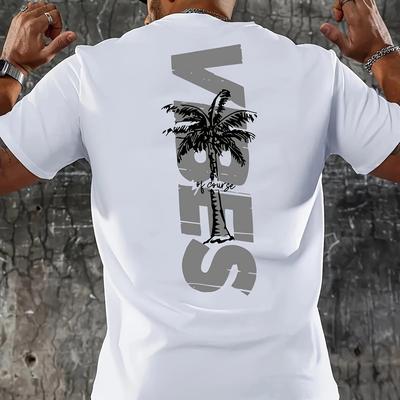 TEMU Mens Stylish Casual Vibes Print Short-sleeve T-shirt, Comfortable And Versatile For All . Image