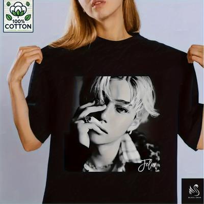 TEMU Felix Skz Shirt Felix Graphic Shirt Felix Kpop Shirt Kpop T-shirt Kpop Graphic Shirt For Her Comfortable And Vivid, Vintage Design T-shirt, Suitable For Men And Women Image