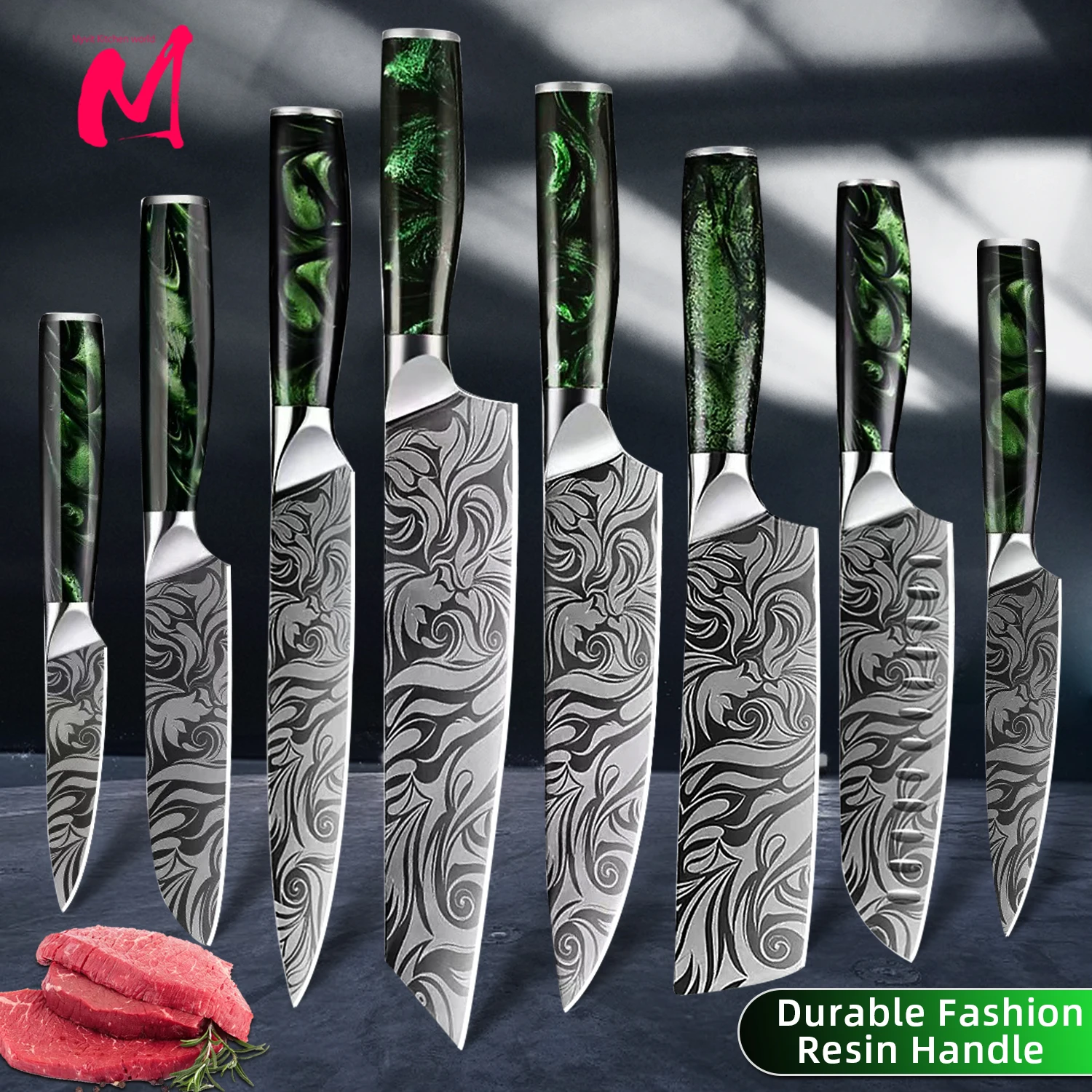 Professionelle japanische Küchenmesser aus Edelstahl, langlebig, zum Schneiden, Ausben, Schälen, Brot, Allzweckmesser, Kochbeil, Fleischmesser Image