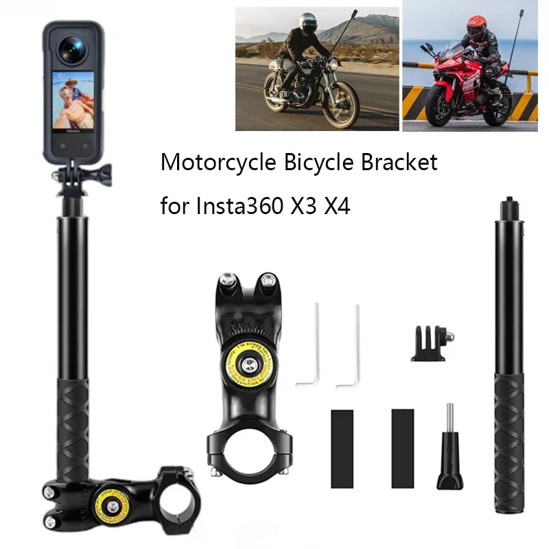 Motorrad Fahrrad Lenker Halterung Unsichtbare Selfie Stick Einbeinstativ für Insta360 X5 X4 GoPro Hero 12 11 10 DJI Kameras Zubehör Image