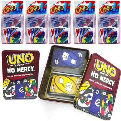 Mattel UNO Keine Gnade H2O Karte Blechdose Familie Kartenspiel Wasserdicht Unterhaltung Spaß Poker Party Spiele Spielkarten Kinderspielzeug Image