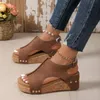 Plus Größe 35-43 Schuhe für Frauen Mode lässig einfarbig flach Sommer täglich tragen Peep Toe Plattform Keil High Heels Sandalen