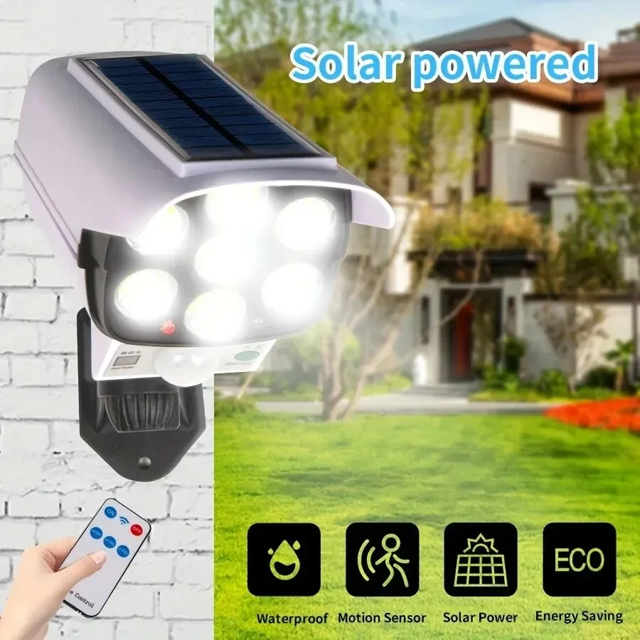 77-LED-Außen-Bewegungsmelder-Solarleuchte, wasserdicht, kabellos, Simulationsmonitor, Sonde, Wandleuchte für Veranda, Garten, Terrasse, Straße