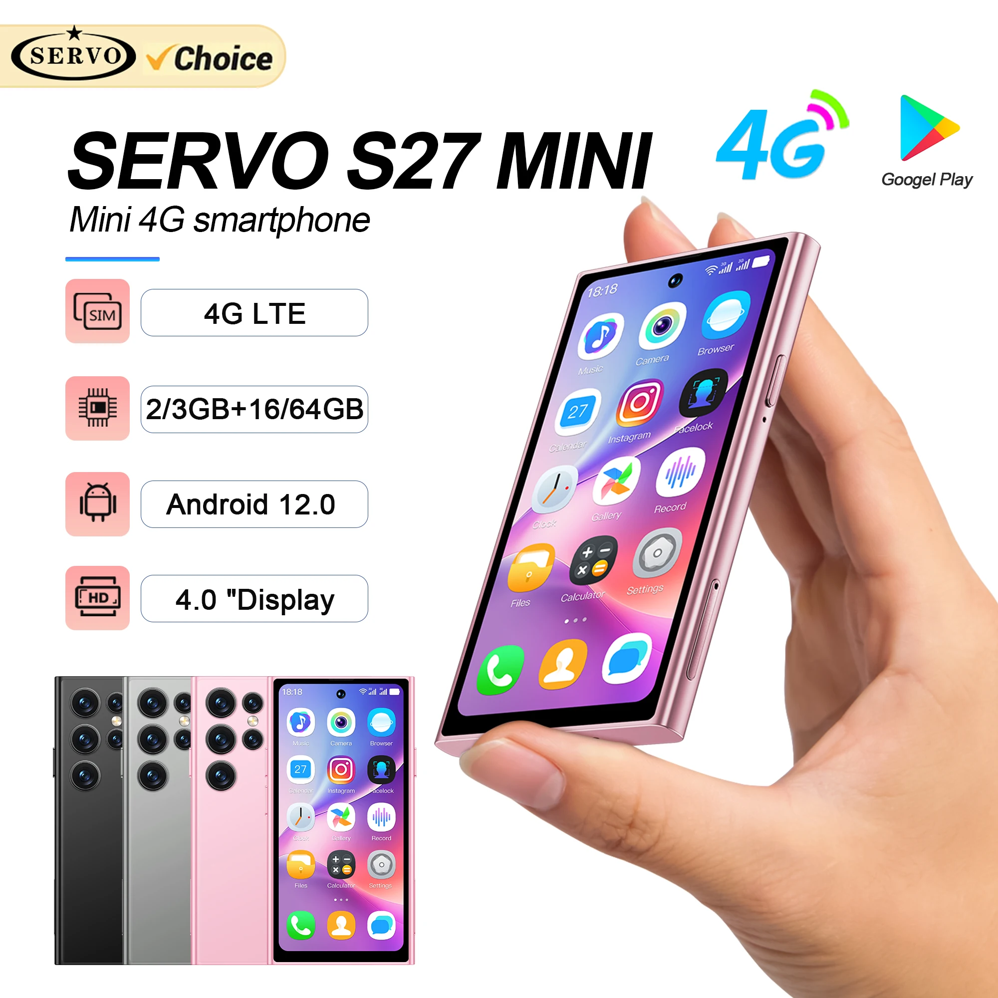 SERVO S27 Mini 4G LTE Mini Smartphone 4.0